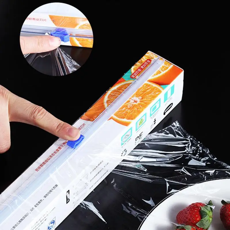 

Cling Wrap With Slide Cutter Clear Kitchen Food Wrap Portable Cling Film With Slide Cutter Food Service Film For Vegetables