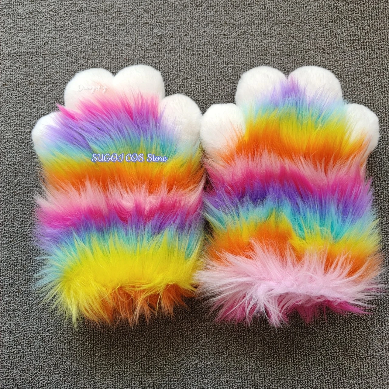 Fursuit Kigurumi الحيوان القط قوس قزح فروي الكفوف تأثيري حلي ملونة كيغ النمر مخالب لجميع القديسين حفلة تمويه الدعائم