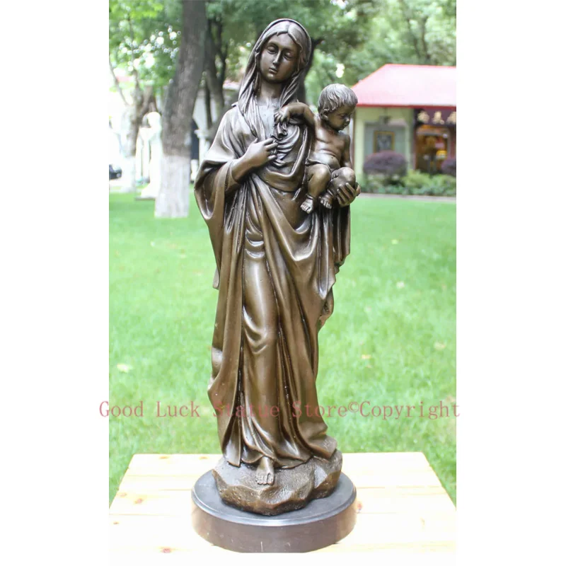 

GOOD Christianity Catholicism Madonna with child Jesus Christ Home Decor Religious Decoration bronze art statue 58CM