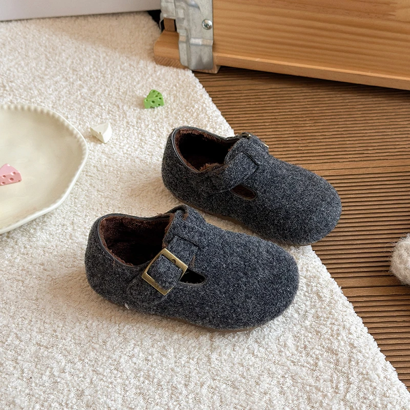 نسخة جديدة لعام 2025 أحذية أنيقة للأطفال أحذية قطنية صوفية خشنة للفتيات أحذية للأولاد بنعل ناعم متعددة الاستخدامات للأطفال #5