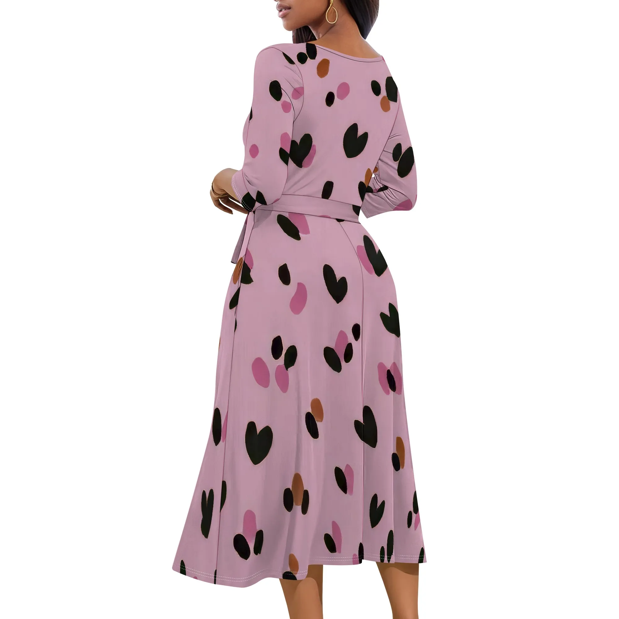 สตรีชุดแม็กซี่ฤดูร้อนลําลองขนาดบวกเซ็กซี่วอร์ปคอวีแขน 3/4 Sundress กับกระเป๋า