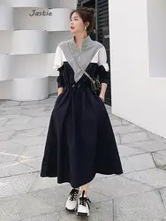 Dresses for Women 2023 Spring Autumn New Long Dress Casual LOOSE Half Open Collar Fashion Dresses Streetwear Vintage Dress Robe