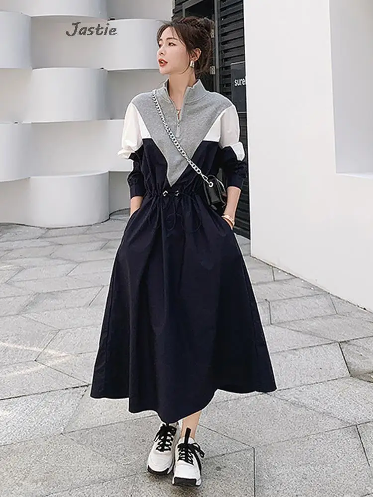 Dresses for Women 2023 Spring Autumn New Long Dress Casual LOOSE Half Open Collar Fashion Dresses Streetwear Vintage Dress Robe