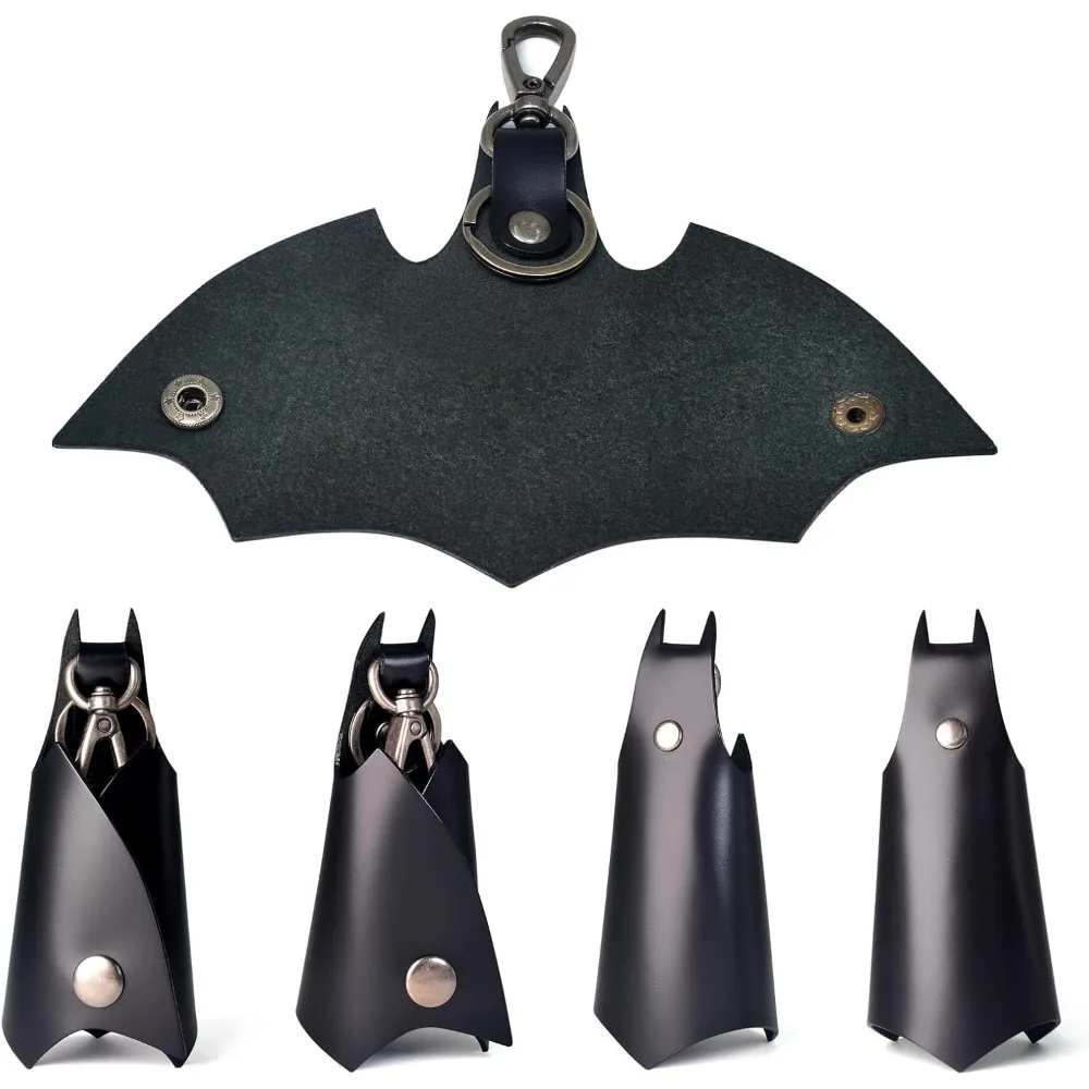 1pc KeyChain Leather Bat Shape for men gifts and women Car key fob case,Leather fashion pop keys ring cover holder