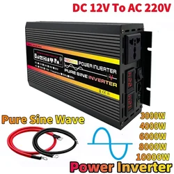 3000W/4000W/6000W/8000W/10000W Intelligent Digital Display Voltage Transformer DC 12V To AC 220V Pure Sine Wave Power Inverter