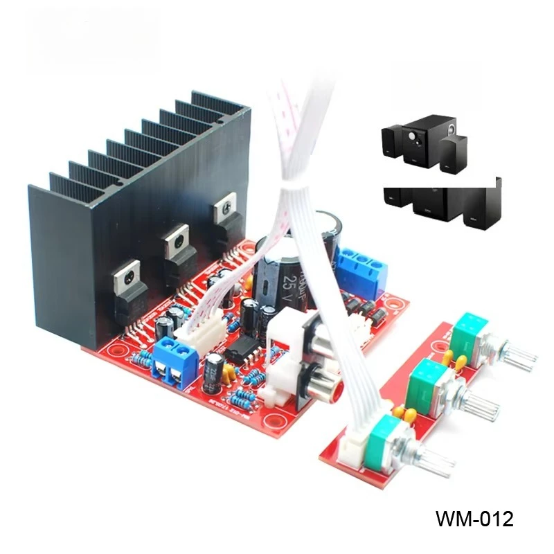 TDA2030A 2.1 Channel HIFI Amplifier Board, 3-Ch High Power Subwoofer Audio Amp, NE5532 Preamplifier, AC Dual 9-13.5V Input