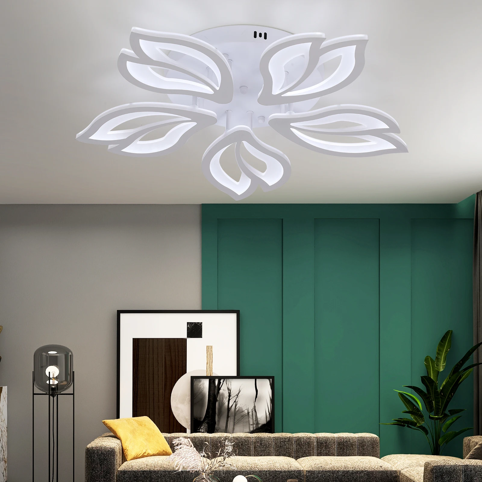 

Acrylic Led Ceiling Lamp Modern Chandelier For Dining Room Home Decor White Flower Lustres Fixture Pendant Lighting Living Room