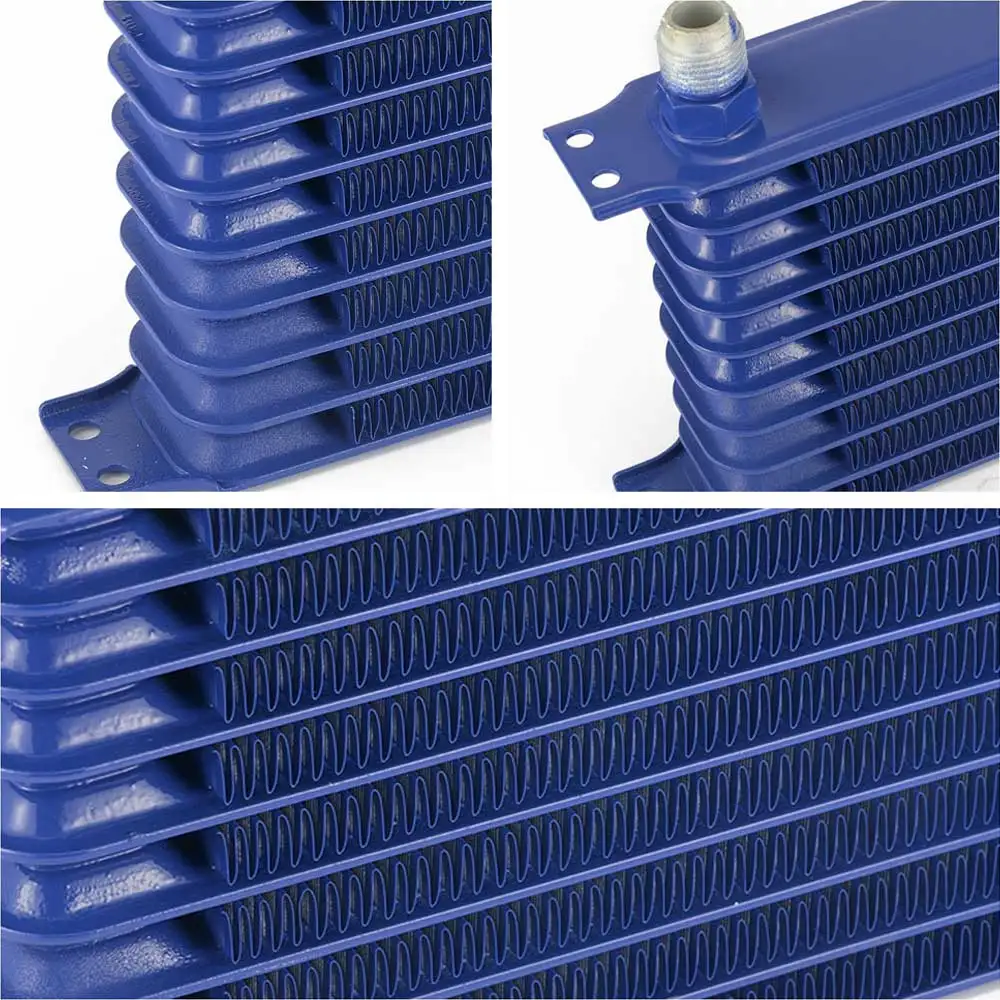 EPMAN 10 ROW Oil Cooler Kit With Oil Filter Cooler Sandwich Adapter and Braided Stainless Steel Hose AN10 End Fittings EP-OK1012