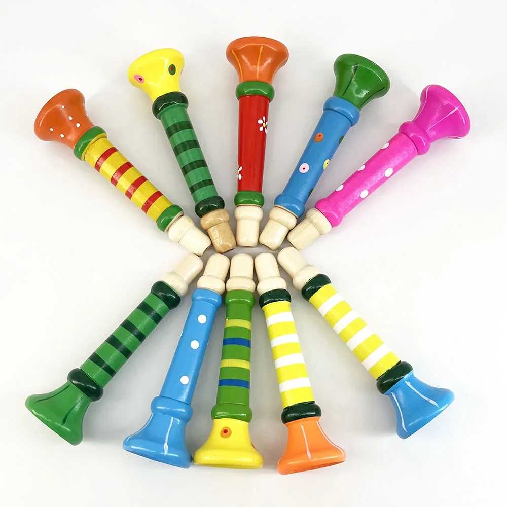 Colorful Wooden Trumpet Toy Kids Early Educational Musical Instrument for Toddlers Boys Girls Learning and Sensory Play