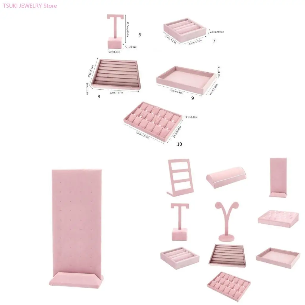 

62KE Stylish Pink Jewelry Tray Fashionable Necklace Display Holder Earrings Holder