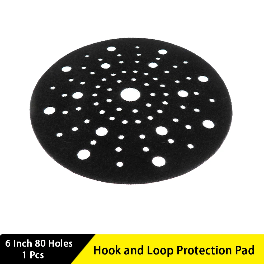 

6 Inch 80 Holes Hook and Loop Protection Pad 1 Pcs for Polishing and Sanding Random Orbital Sanders Extends Backing Pad Lifetime