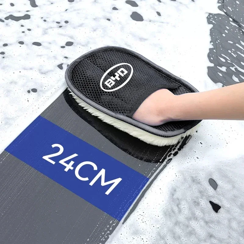 Car Wash Cleaning Glove Soft Wool Polish Care Accessory For BYD Seal F3 Song Max Yuan Plus F0 Atto 3 Tang G3 Dolphin