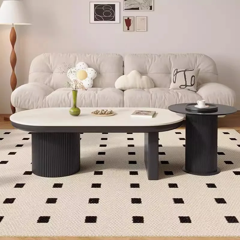 高級デザインコーヒーテーブルクリーミーホワイト美的北欧リビングルームサイドテーブルデザイナーモダンメサセントロサロン家具