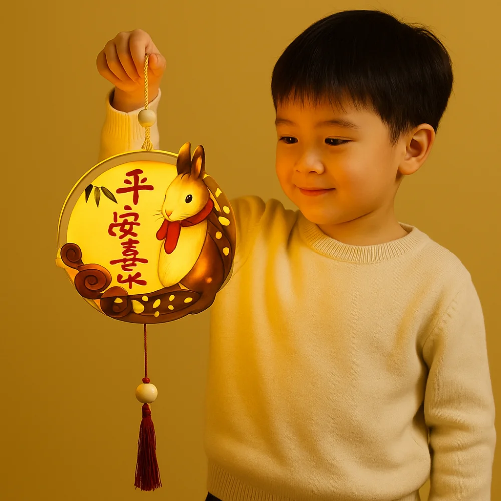 

Paper Middle Autumn Festival Lantern DIY Craft Wooden Rabbit Lantern Chinese Handmade Ancient Style Handheld Lantern