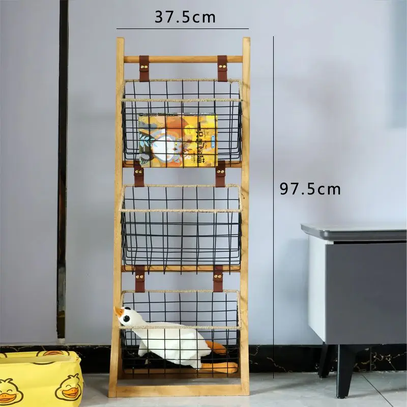 Home Floor Simple Storage Rack Household Living Room Kitchen Multi-functional Storage Shelves Metal Storage Shelves Snack Toys