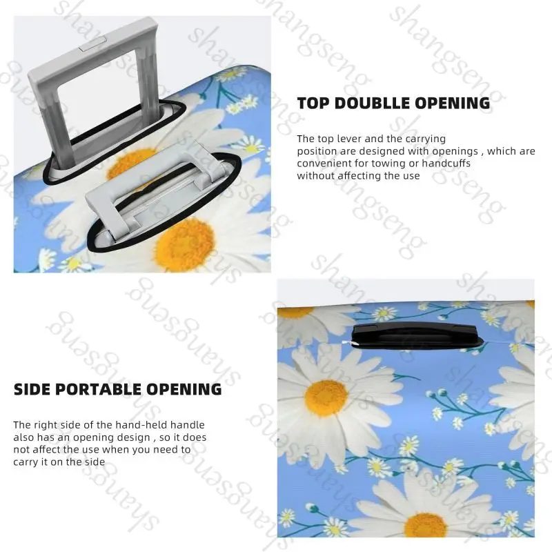 حقيبة واقية لحقيبة السفر على شكل زهرة الأقحوان، غطاء حقيبة، حماية مرنة، غطاء أمتعة قابل للغسل، 18-32 بوصة #3