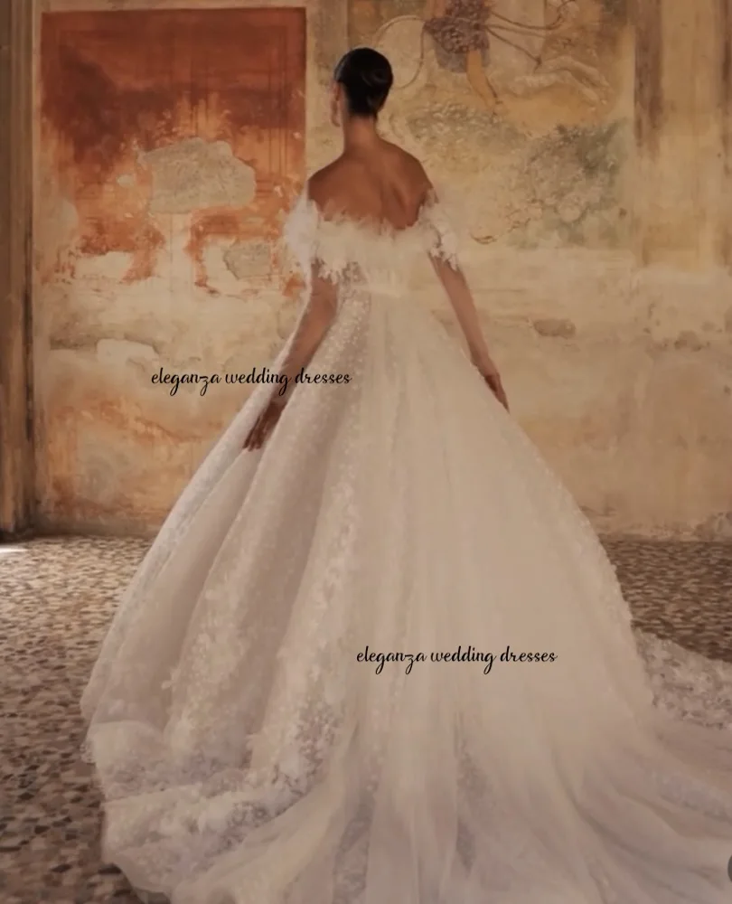 Customized Elegant wedding dress, off-the-shoulder strapless puffed skirt, Women's wedding dress. amanda novias 2025