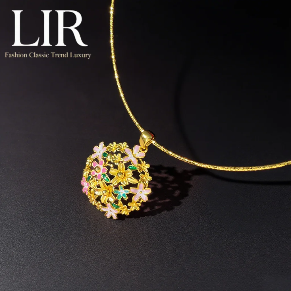 

LIR Fadeless Enamel Floral Pendant: Latest Plating, Colorful Hollow Design, Grand & Rich Style, Women's Jewelry