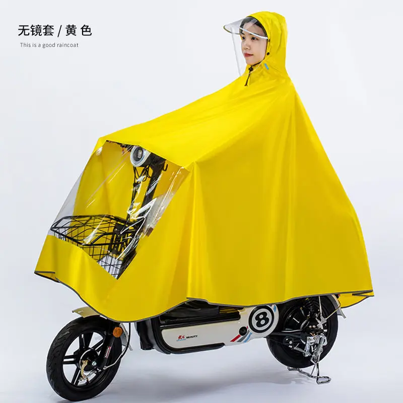 Electric bicycle raincoat single woman thickened adult bicycle battery car poncho long full body raincoat  rain coat women