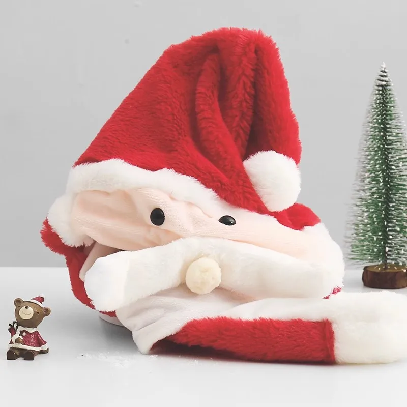Gorro de Papá Noel de felpa brillante con orejas móviles, gorros bonitos para Cosplay, gorro de Navidad de felpa luminoso para niños, mujeres y niñas, regalo de Navidad