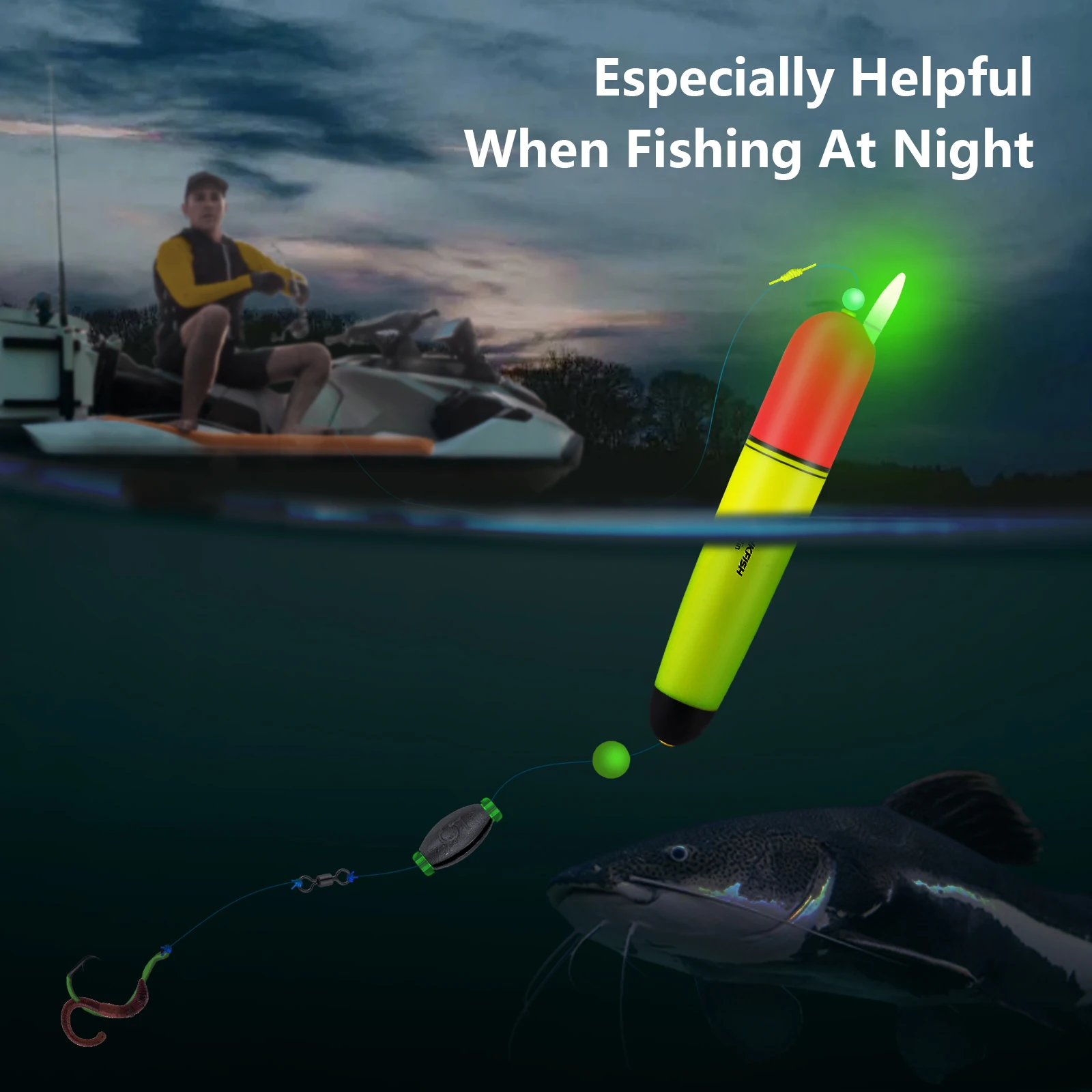 THKFISH 4pcs LED Electronic Floats EVA Plastic Luminous Night Fishing Slip Bobbers Rock Fishing Sliding Float 4in 6in 7in view 3
