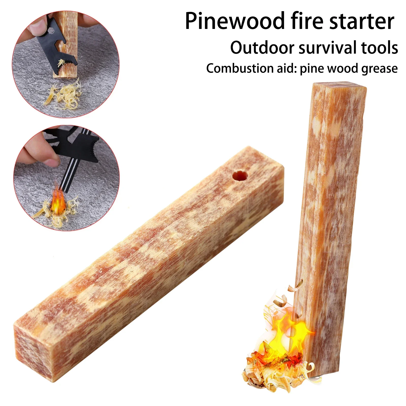 

Rafford 2Pcs natural ignition matches pine wood kindling matches outdoor fire making tools outdoor camping survival tools