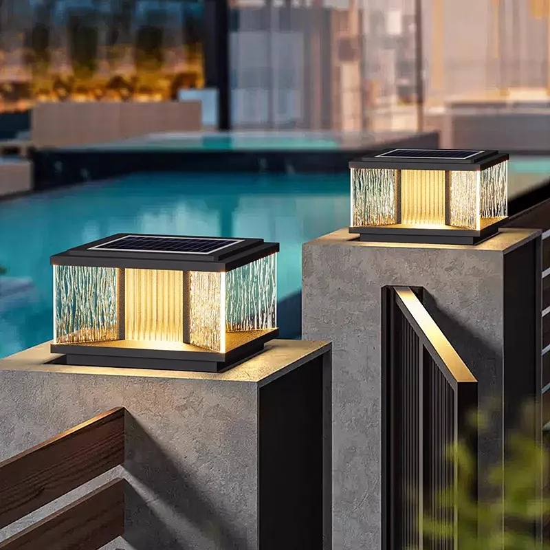 Doorpost capital, solar light, courtyard wall, gatepost light, courtyard door pillar light, outdoor villa fence, courtyard light