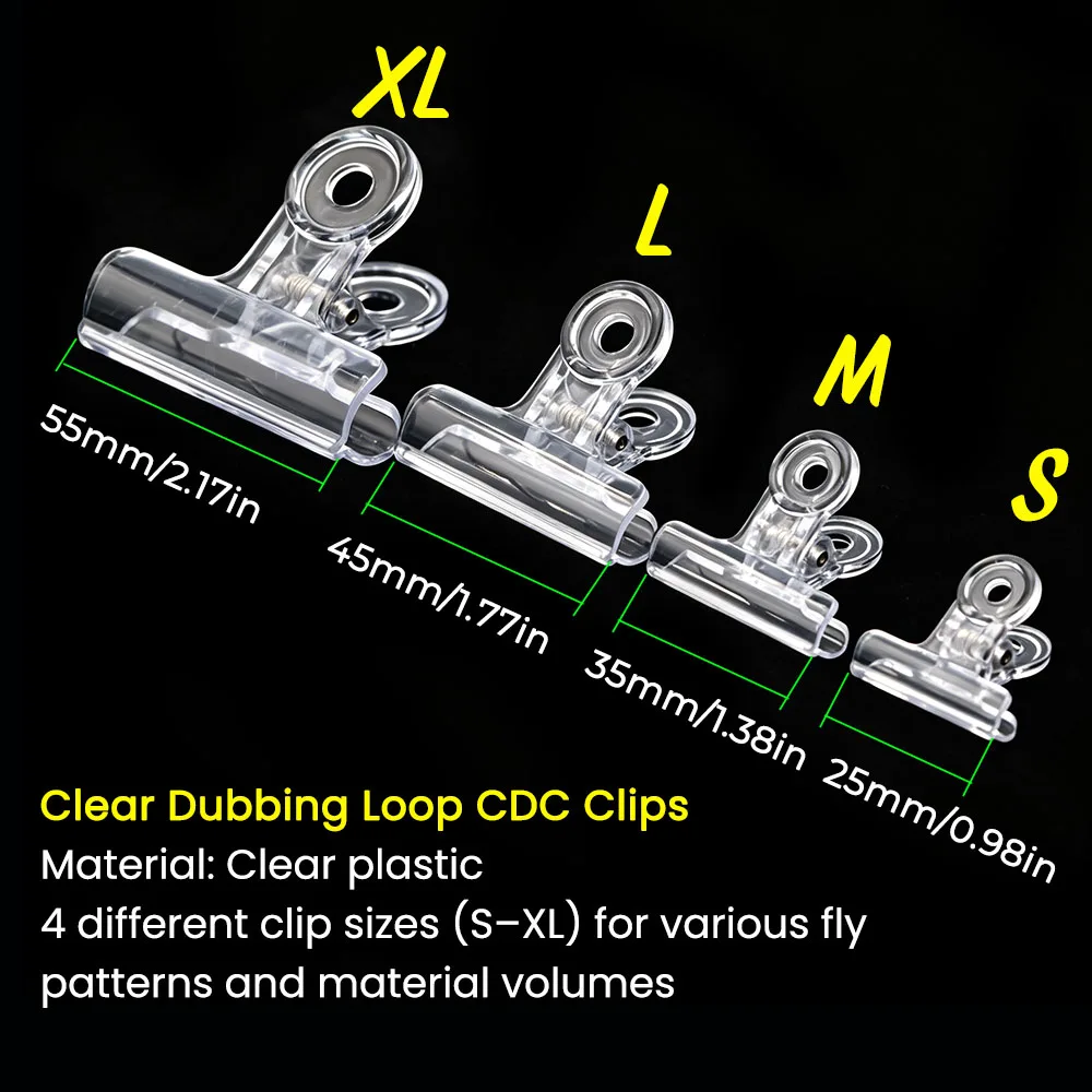 ICERIO Clear Plastic Dubbing Loop Clip S M L XL Feather Hackle Holding Tool EVA Foam Fly Tying Accessories - view 2