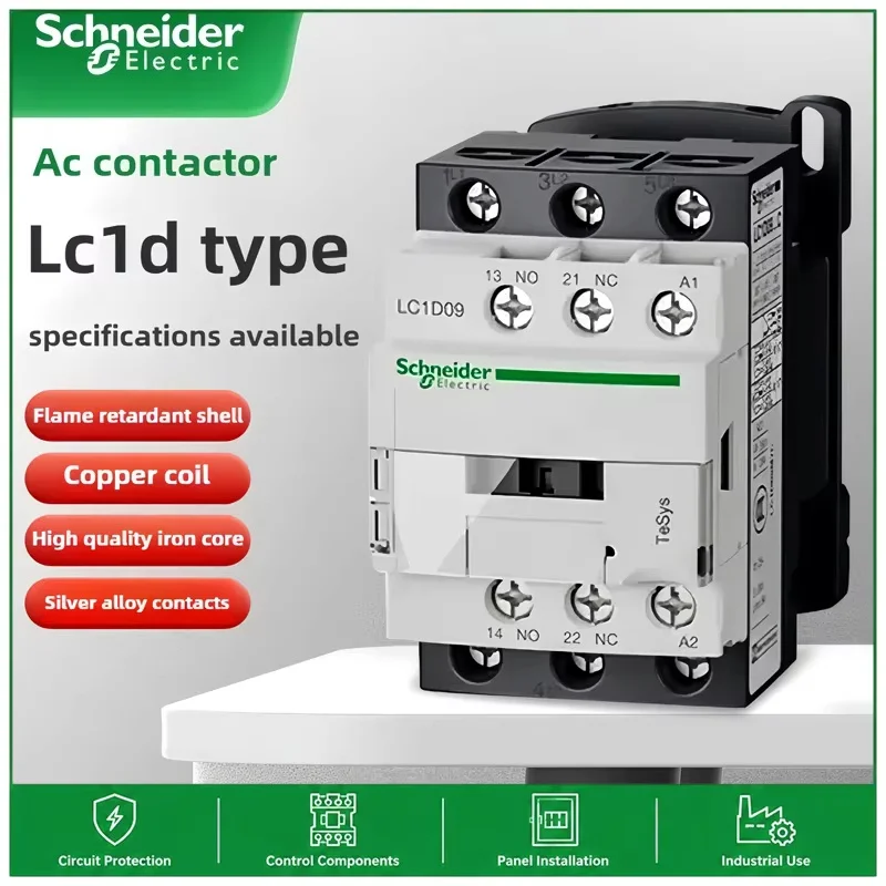 Schneider AC Contactor Three-pole Contactor 3P 3 Phase 3-Pole 50/60Hz LC1D25/32/38 Coil Voltage 24/110/220/380V Original Product