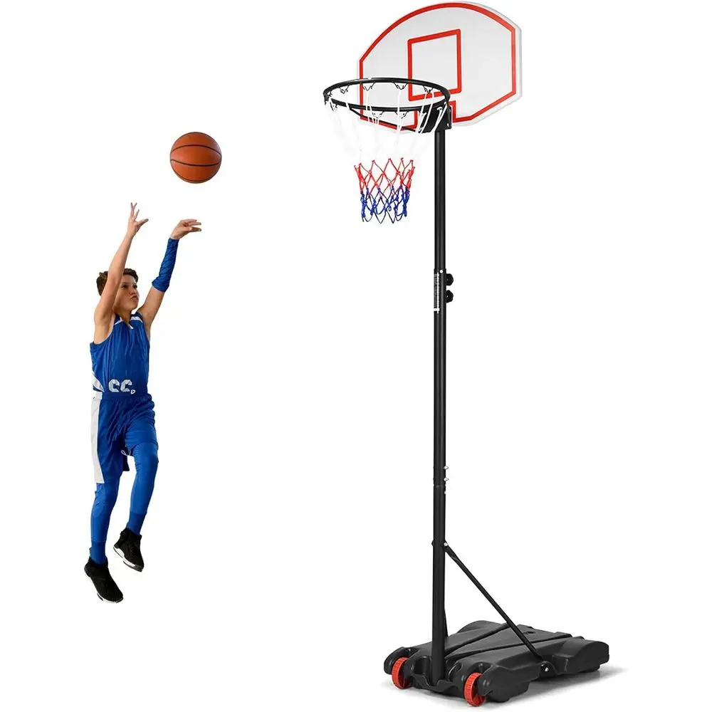 

Adjustable 7.1-8.1ft Portable Basketball System with Shatterproof Backboard, Wheels, Suitable for Kids, Teens, Adults, and Gyms