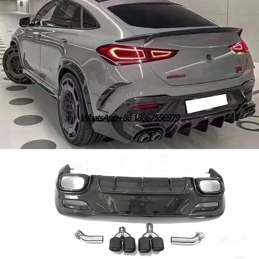 Carbon Fiber Rear Bumper Lip for Benz GLE Class C167 GLE350 GLE53 AMG Coupe 20-23 Rear Diffuser With Exhaust Tips Body Kits