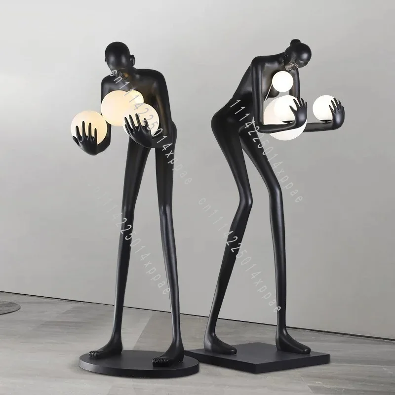 Art Sculpture Window Floor-to-Ceiling For Home Exhibition Hall Nordic Human-Shaped Decorative Ornament Artwork Floor Lamp