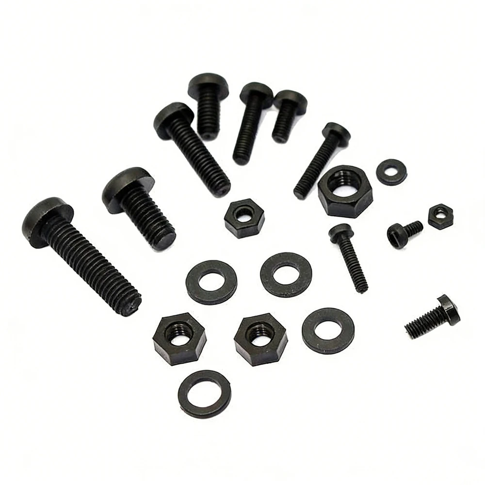 

150pcs Hexagonal Nuts and Bolt Pan Head Tapping Screw Cross Head M2 M2.5 M3 M4 M5 Screw Assortment Black Furniture Nylon Plastic