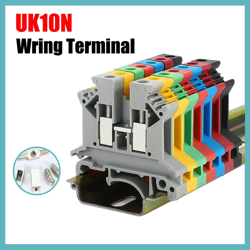 

10PCS 3N/5N Wiring Terminal Brass Rail Type UK10N Din Rail Terminal Block Cable Connector Terminal Strip Block Wire Connector