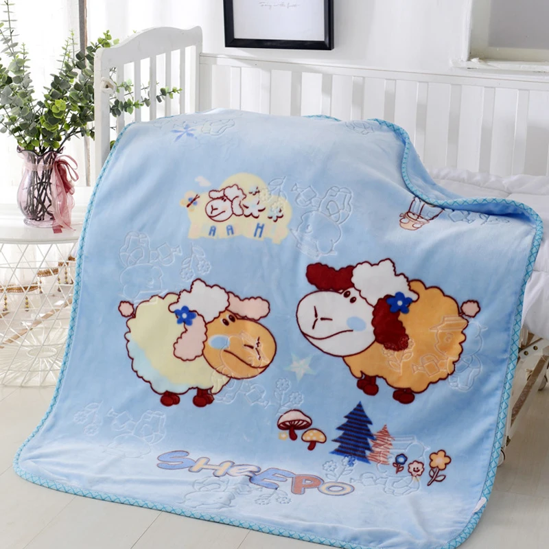 Cartoon Print Baby Blanket Spring Autumn Winter Plush Kindergarten Nap Blanket Soft Newborn Thickened Warm Blanket Baby Bedding