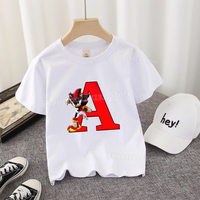 Soniced Boys T-shirt Cute Shadow Letters Anime Printed Cotton Tee Shirt Kawaii Kids Streetwear Casual Clothes Child's Party Gift