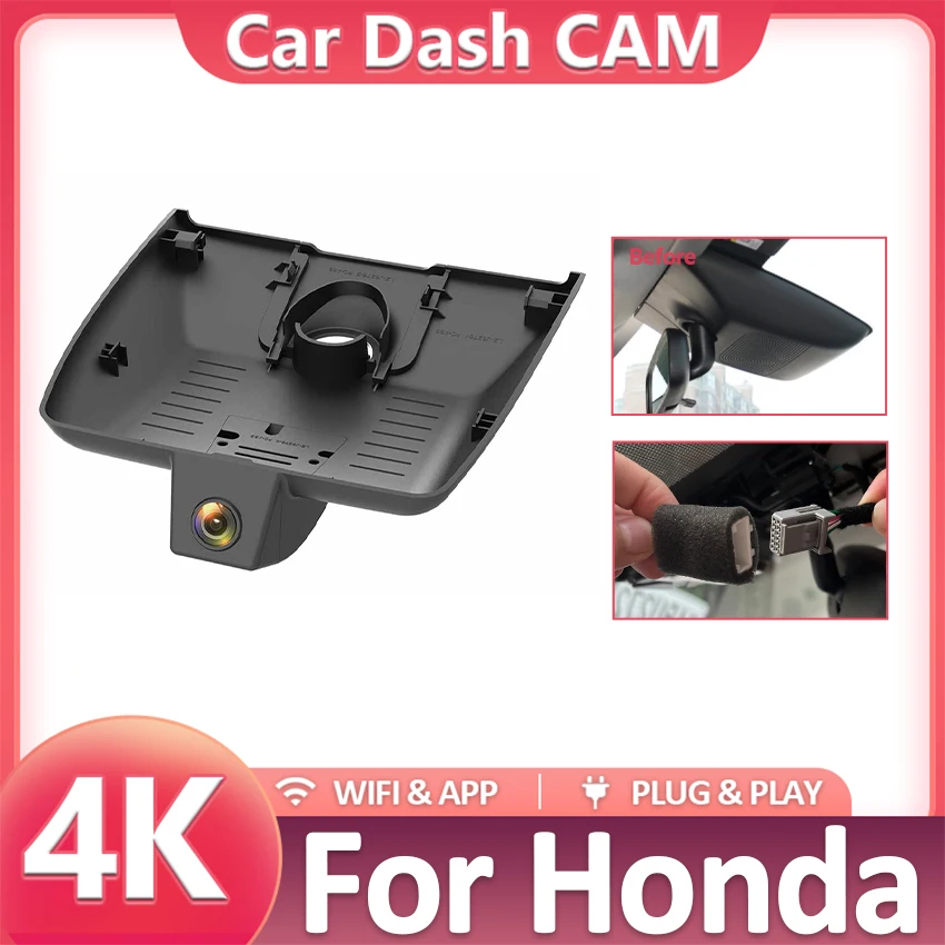 مسجل فيديو للسيارة للرؤية الليلية UHD 4K 2160P DVR Dash Cam لهوندا جاز صالح 4 Mk4 GR GS 2020 2021 2022 2023,Dashcam