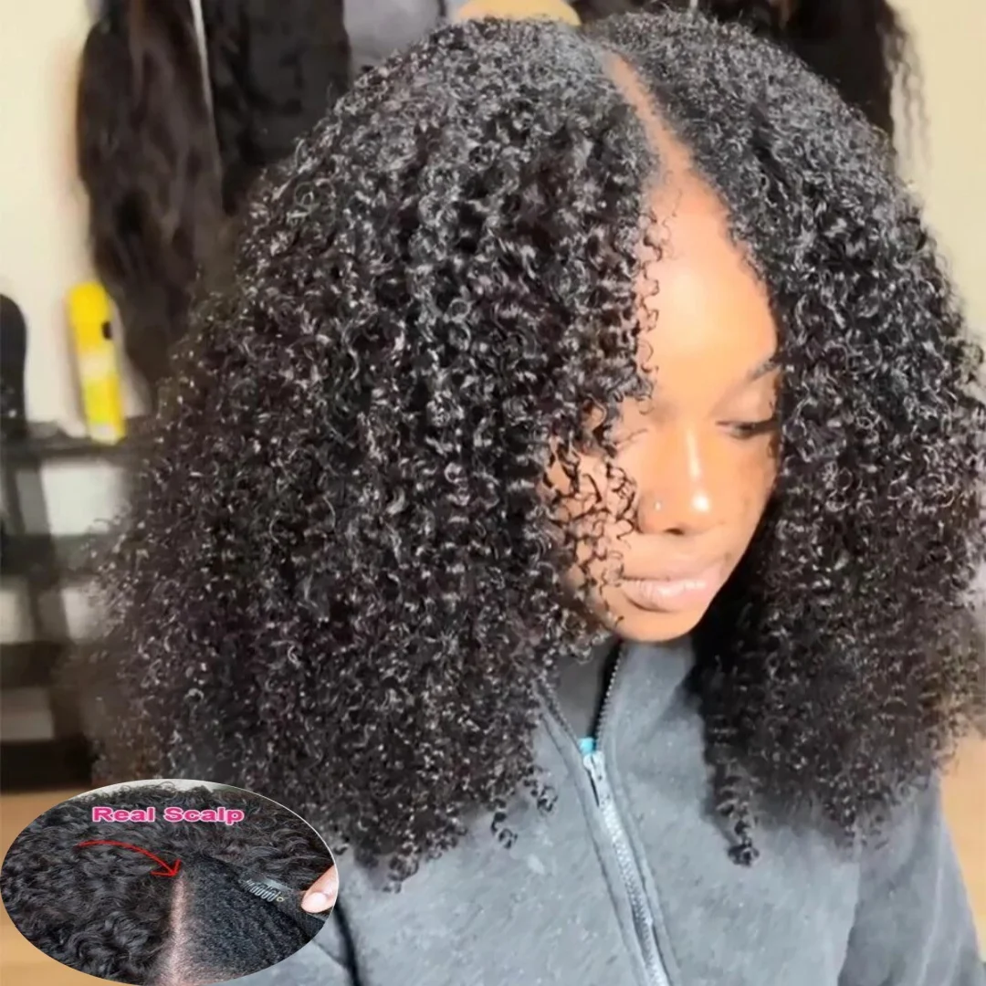 

Afro Curly V Part Human Hair Wigs No Leave Out Full Machine Made V Shape Afro Kinky Curly Human Hair Wigs For Women Daily Use