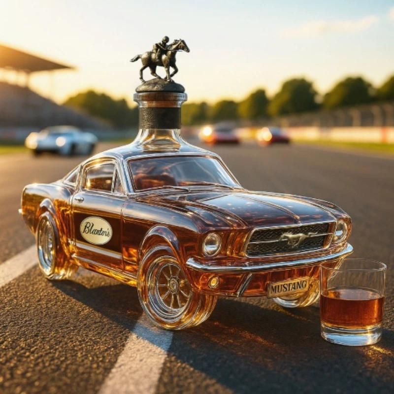 Botella de whisky para coche de policía, nuevo diseño, botella de vino de cristal con forma de coche, vaso de whisky transparente, botella de whisky Mustang