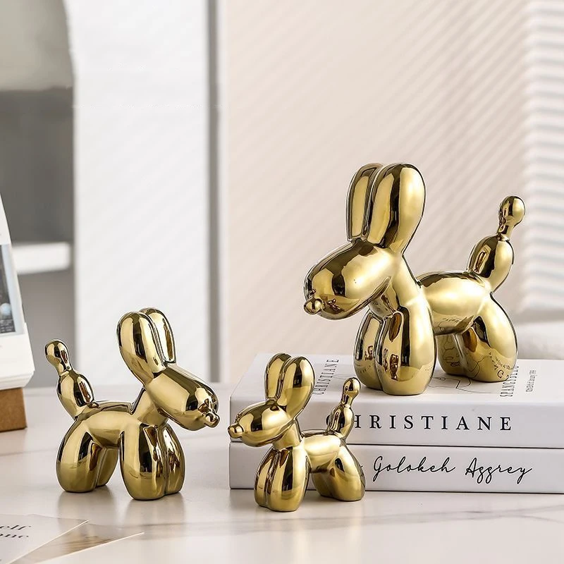 Ceramic Gold-plated Balloon Dog Decoration Creative Animal Art Desktop Decoration Home Decoration Modern Living Room Decoration