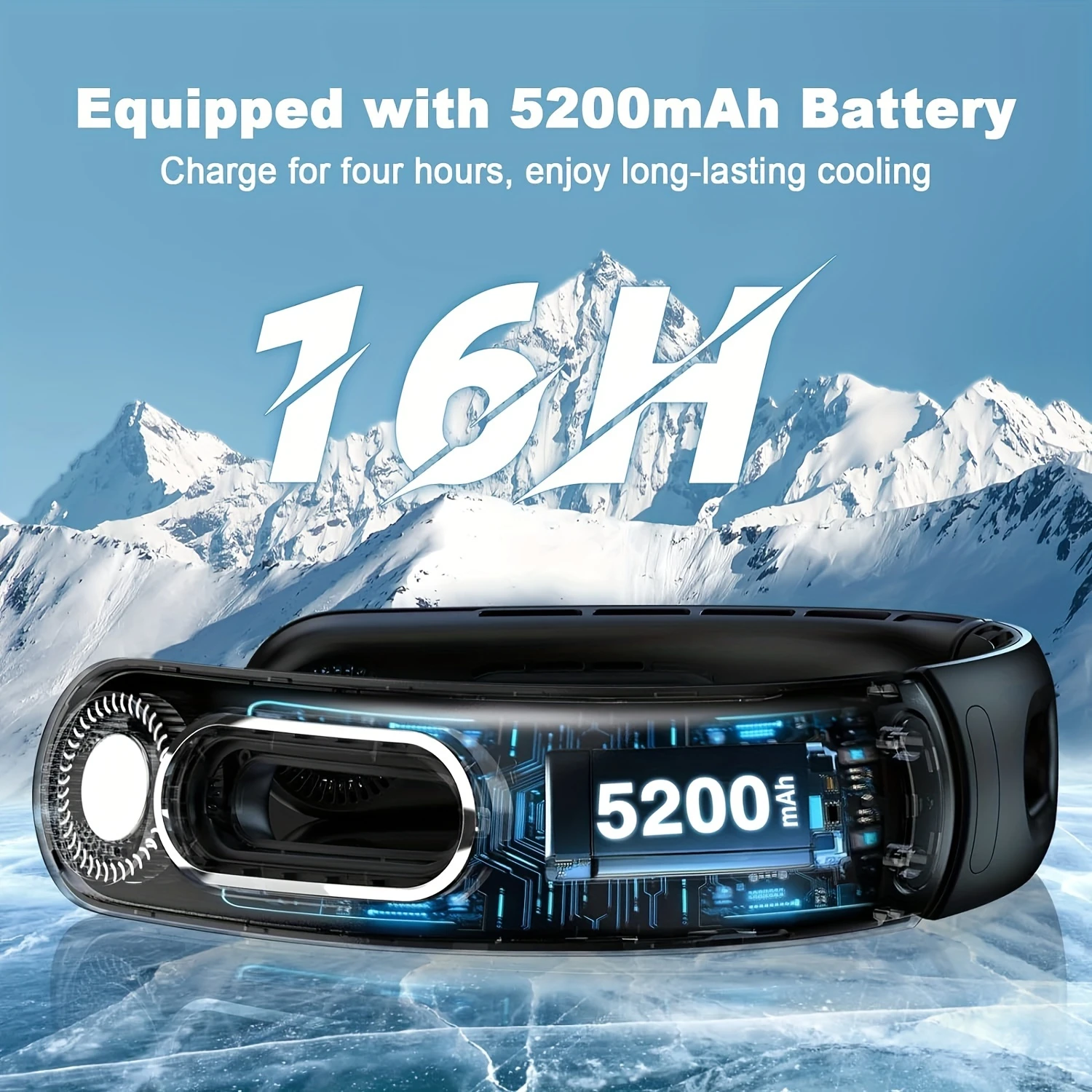 Portable Rechargeable Neck Fan-5200mAh 9 Ounce Nack Fan With 4 Speed Hands Free Bladeless For Tent, Outdoor - Battery Powered Fa