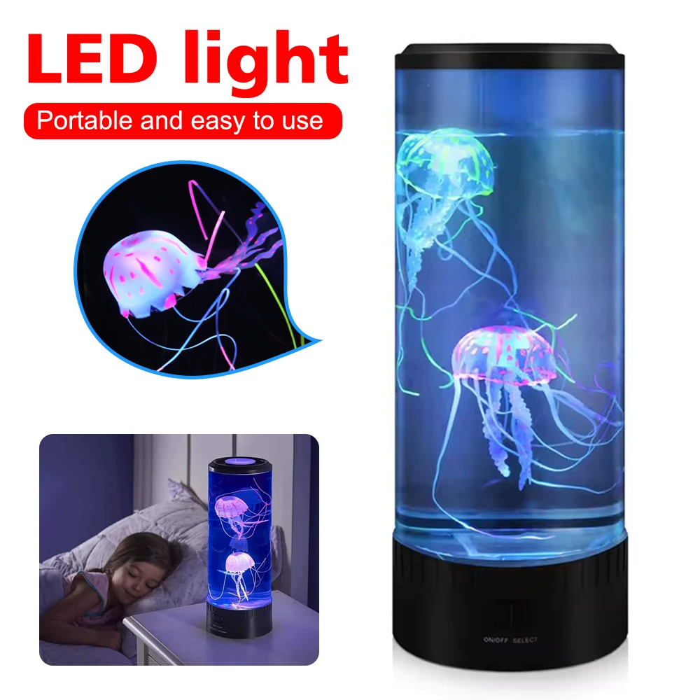 Color Changing LED Jellyfish Light Aquarium Ocean Night Light Bedroom Atmosphere Light Living Room Desktop Decor Birthday Gift