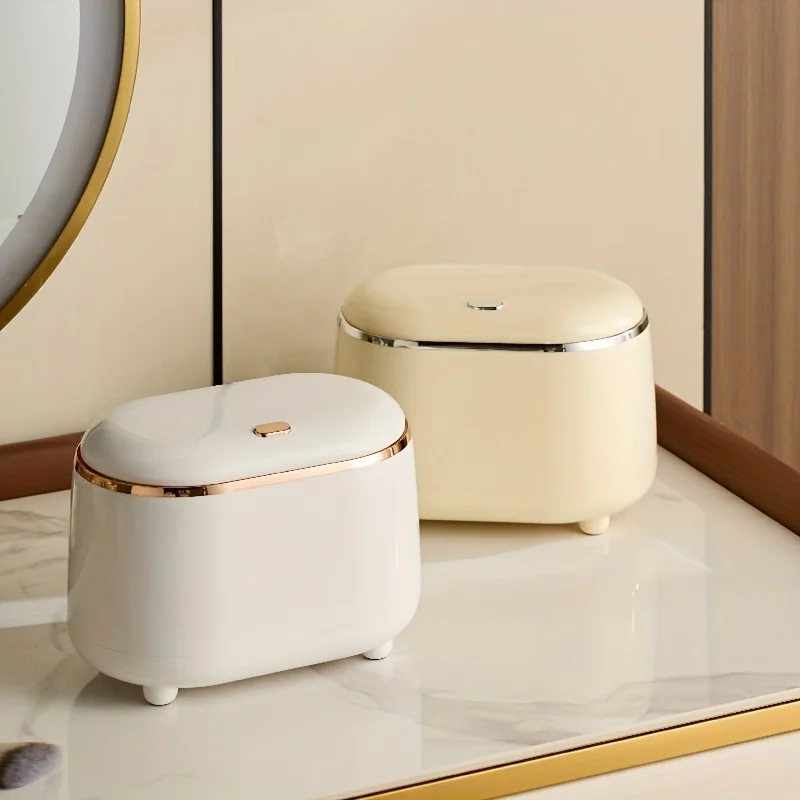 1 pcs/cream style desktop trash can countertop office storage tube small paper basket
