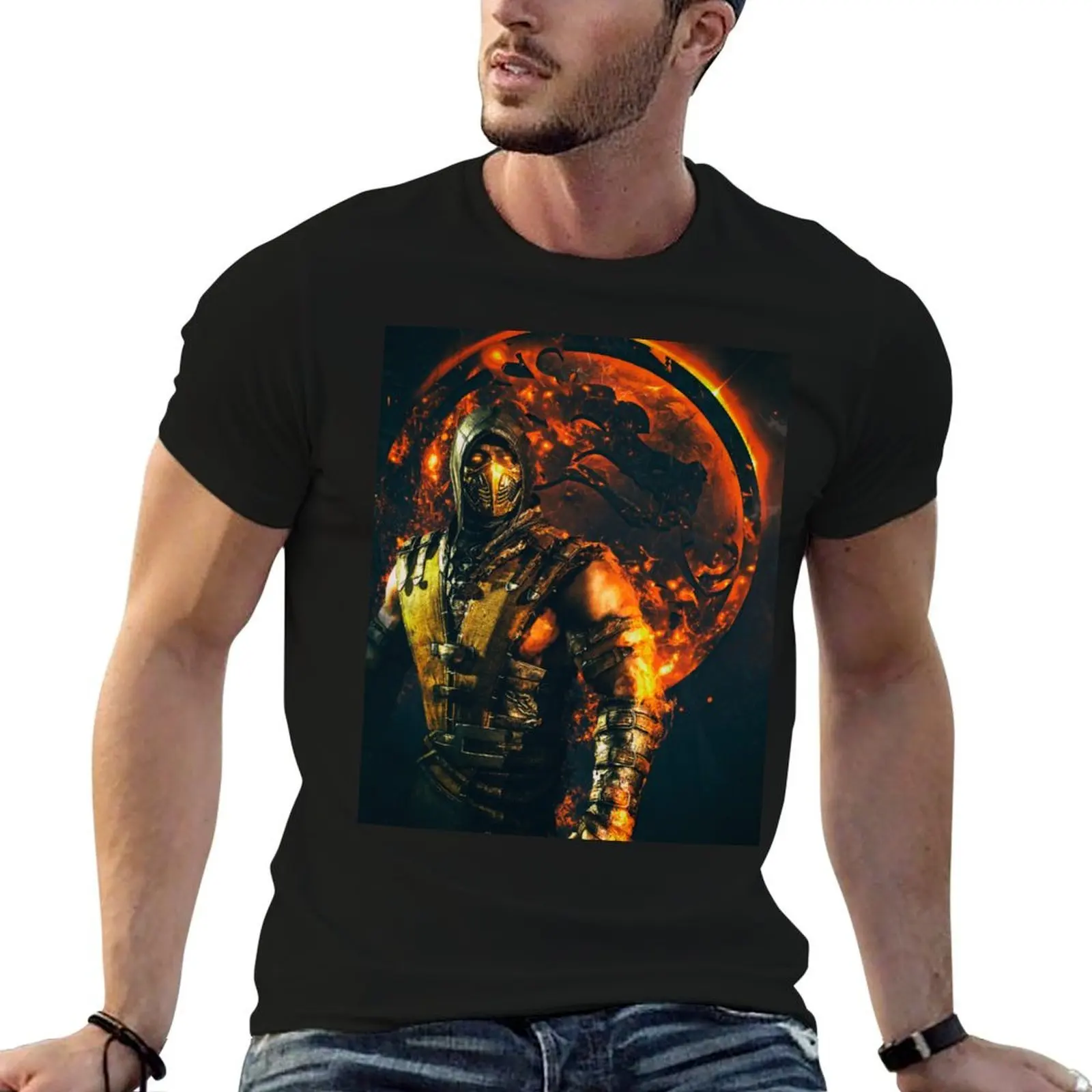 

Mortal kombat Scorpion T-Shirt t shirts for man graphic funny black cotton t-shirt plain for man package T-Shirt