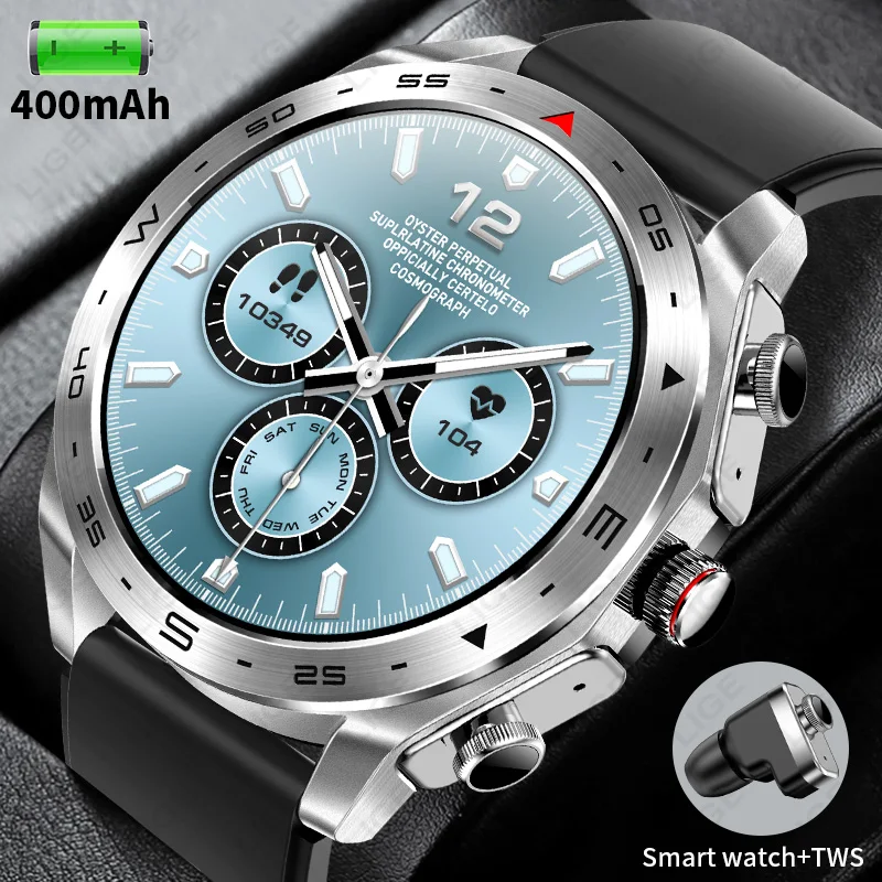 

New Smart Watch TWS 2in1 with Earphone Smartwatch Bluetooth Call Men Health Bracelet Heart Rate Monitor Play Music Smart Watches