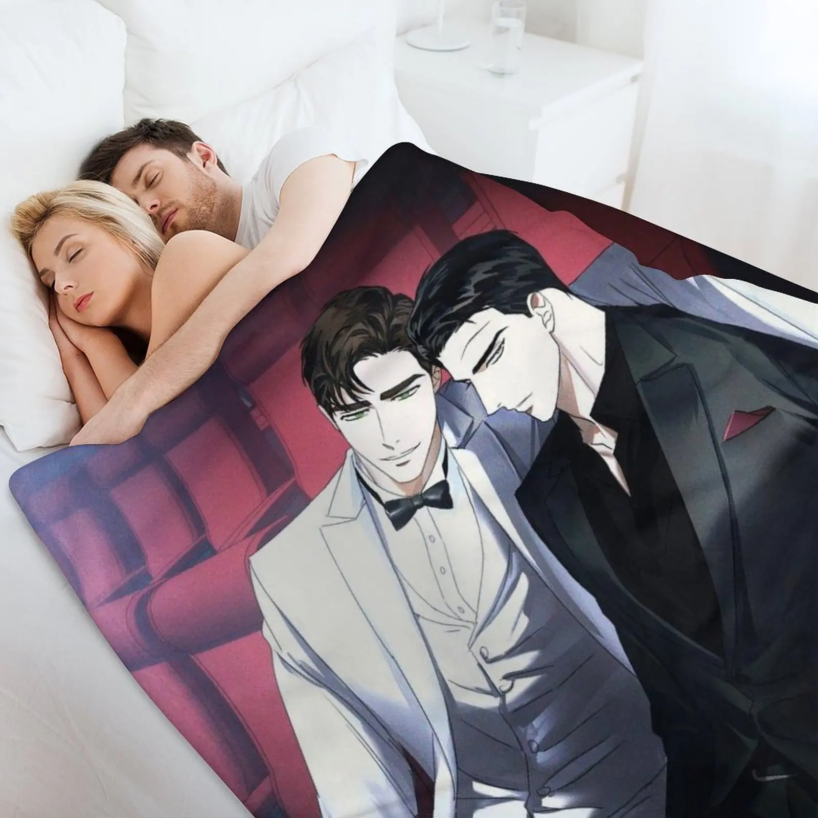 بطانية رمية للشعر ، قماش فانيل منقوش ، بطانيات ، جين تشونغ ، وو ولوكي راينر ، تحت الضوء الأخضر ، مانهوا ، سرير