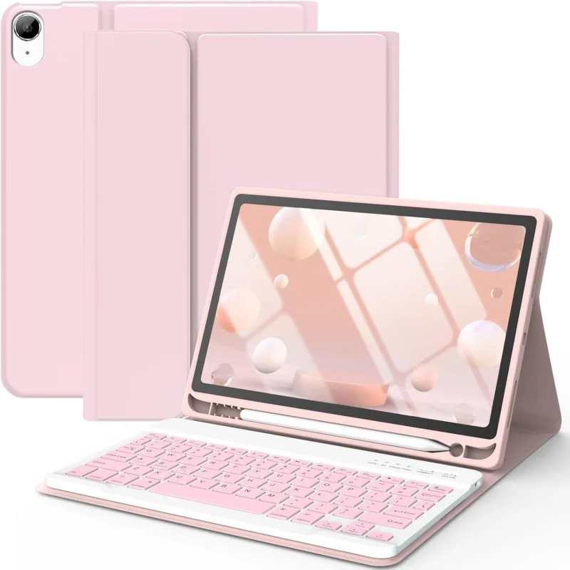 

Чехол-клавиатура для iPad Air 11 2026 из ПУ и силикона, беспроводная клавиатура со съемной панелью для iPad Air 11 M4 2026