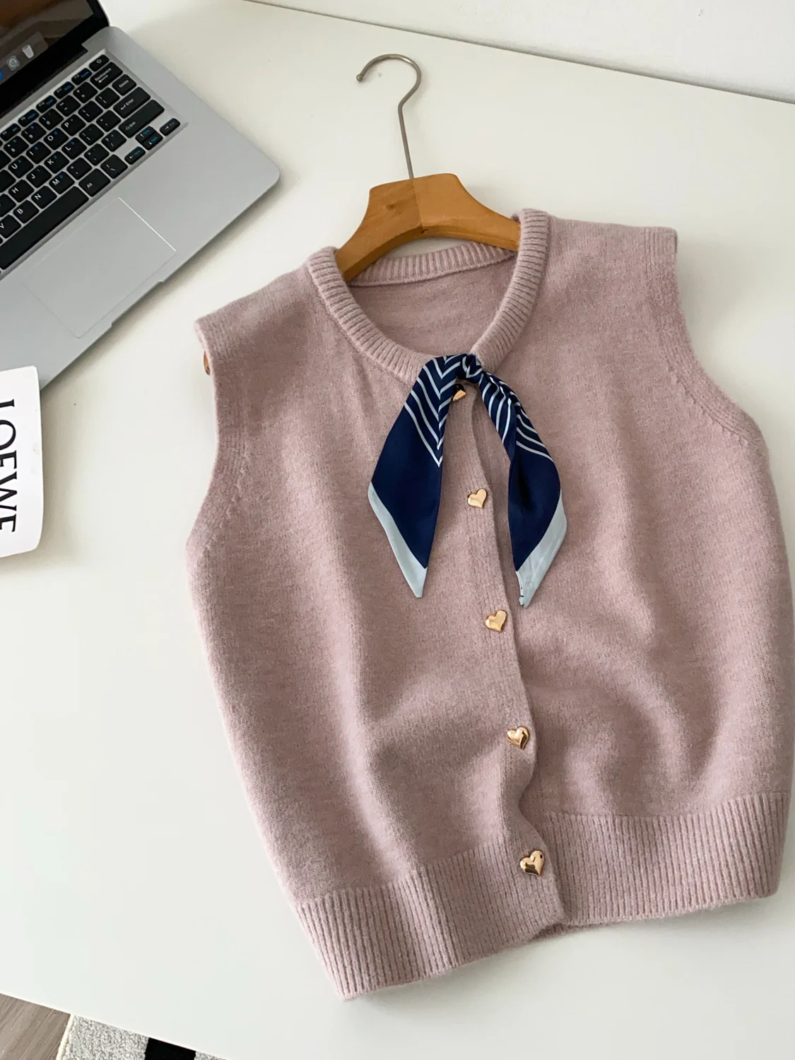 

Ele Silk Scarf Knitted Belted round Ne Svel Cardigan Women's Autumn Winter Outerwear Vest Faion Commute Sle