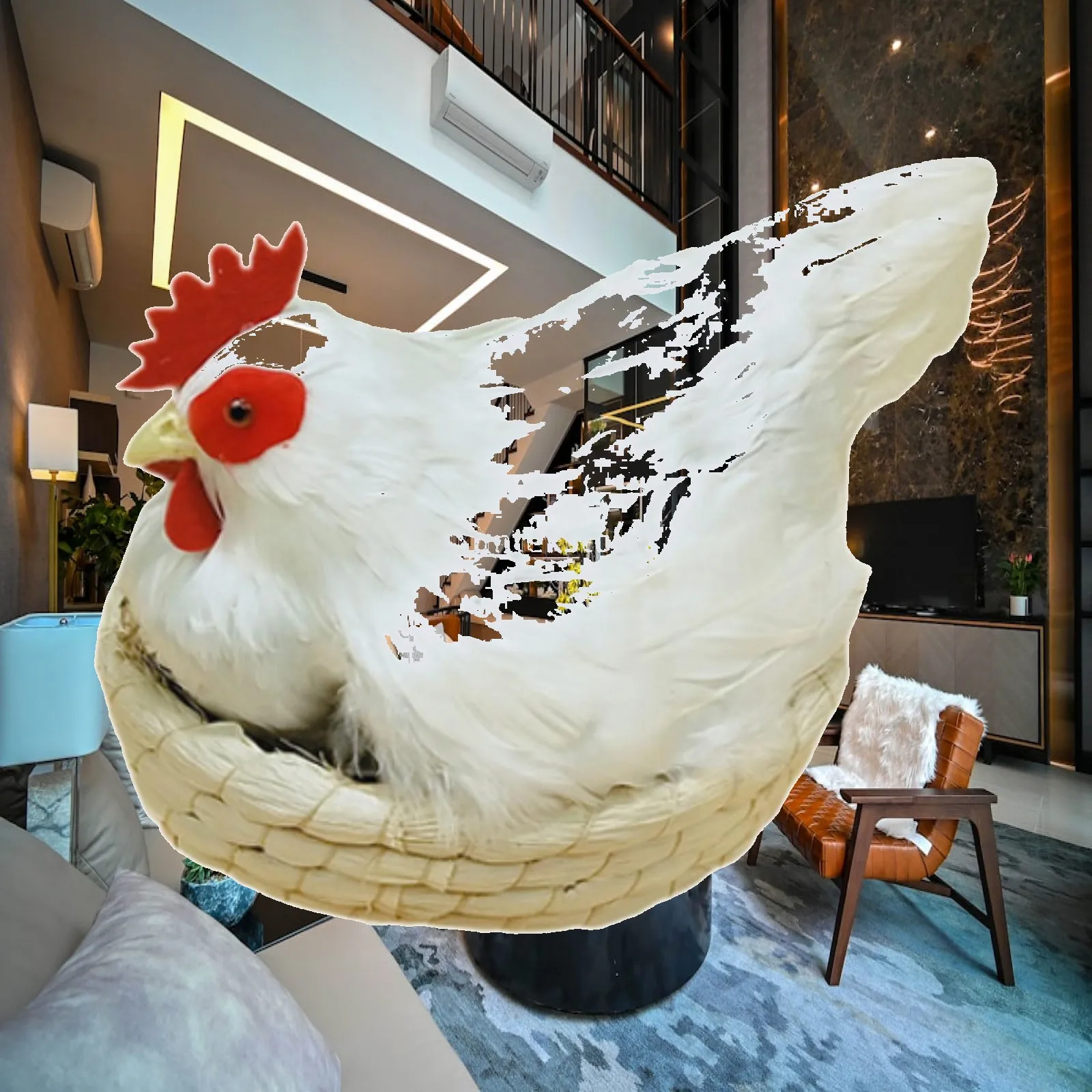 Simulation Hen Model Ornament Artificial Feather Chicken Decoration Garden Statue for Store Window Easter Display