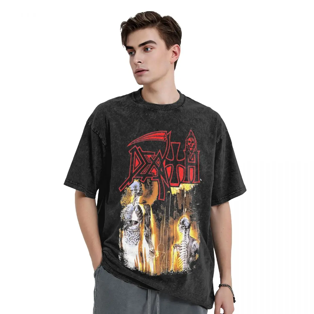 Washed T Shirt DEATH Vl Perfect Gift Novelty T-Shirt Oversize Symbolic Death Streetwear Cotton Graphic Tops Tee Shirt Men Women